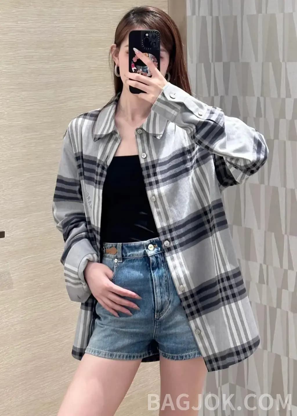 루이비통 루이비통 체크 코튼 셔츠 상세 이미지