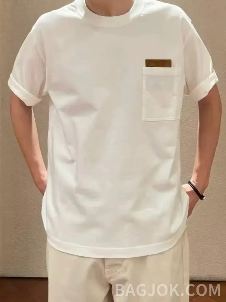 보테가베네타 보테가베네타 우븐 레더 패치 반팔 티셔츠 상세 이미지