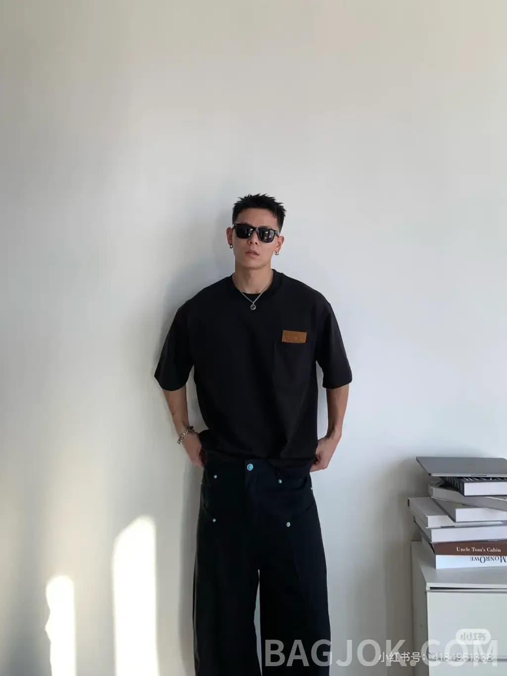 보테가베네타 보테가베네타 우븐 레더 패치 반팔 티셔츠 상세 이미지