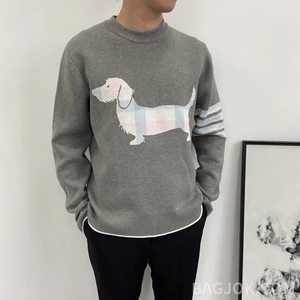 톰브라운 톰브라운 크레이프 체크 헥터 니트티 상세 이미지