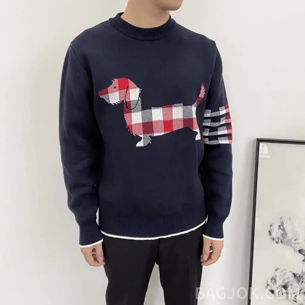 톰브라운 톰브라운 크레이프 체크 헥터 니트티 상세 이미지
