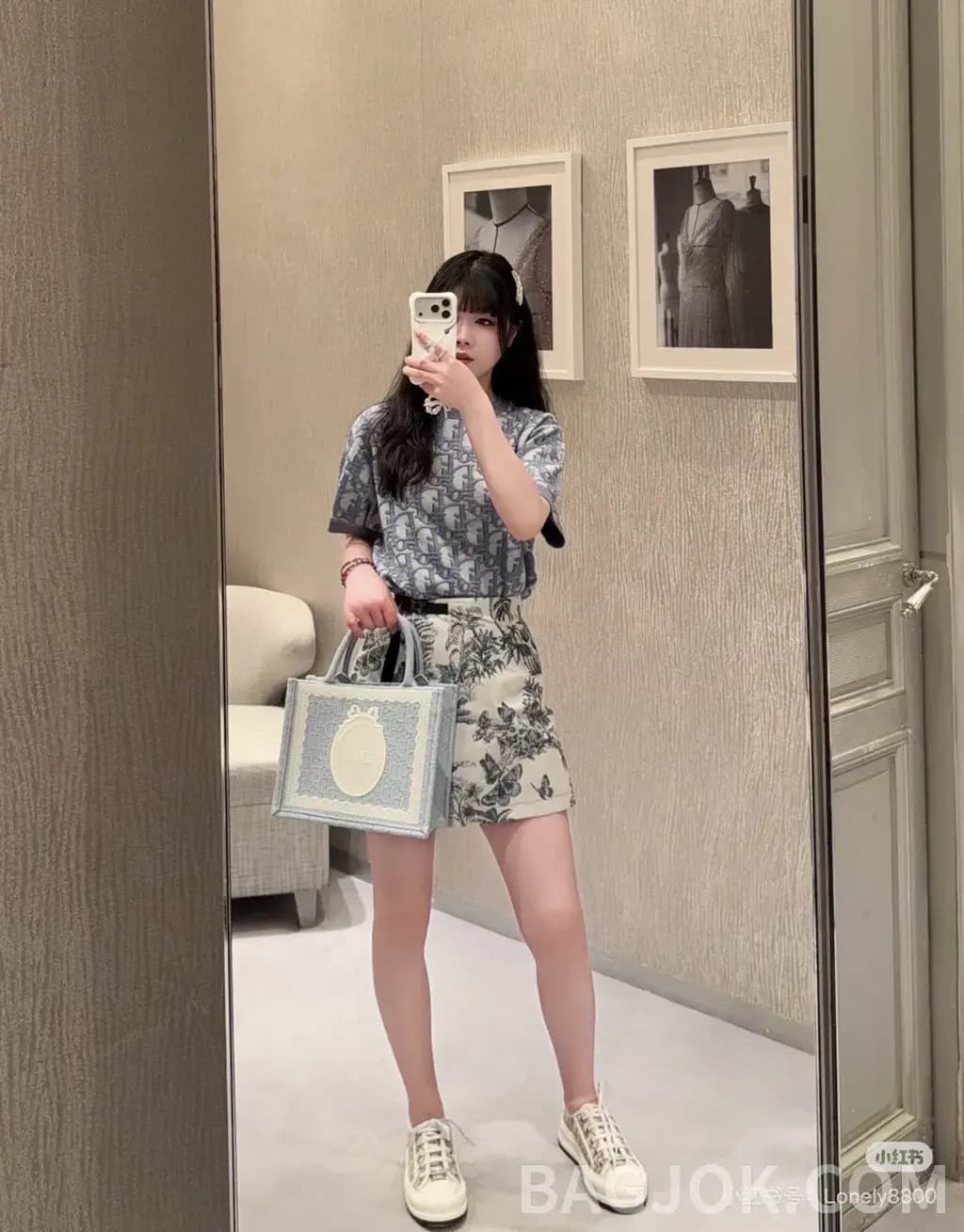 디올 디올 오블리크 자카드 니트 반팔 티셔츠 상세 이미지