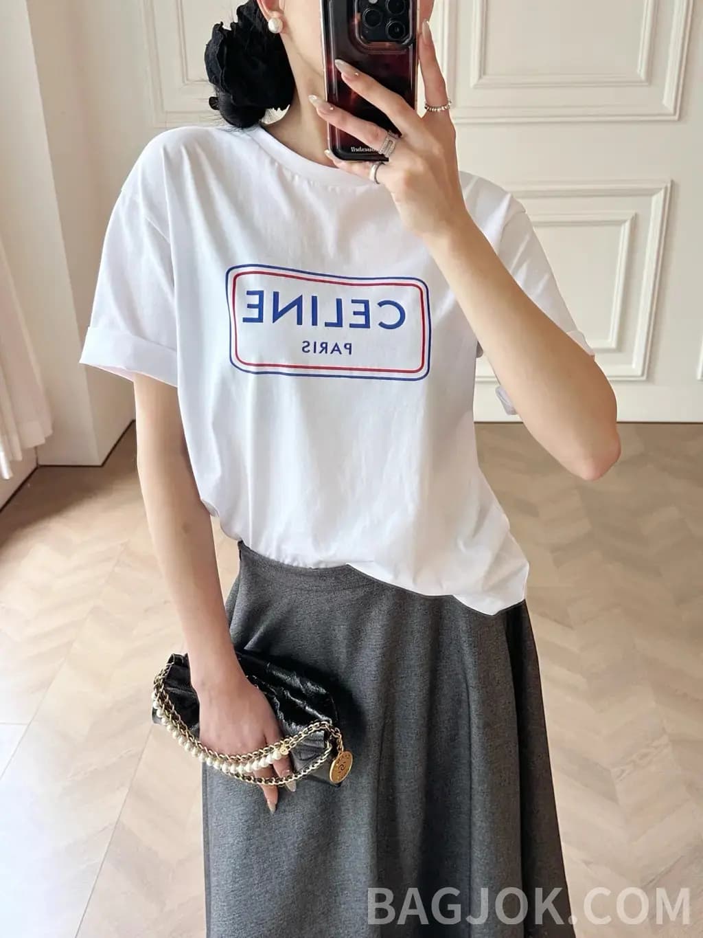 셀린느 셀린느 프린트 레터링 로고 티셔츠 상세 이미지