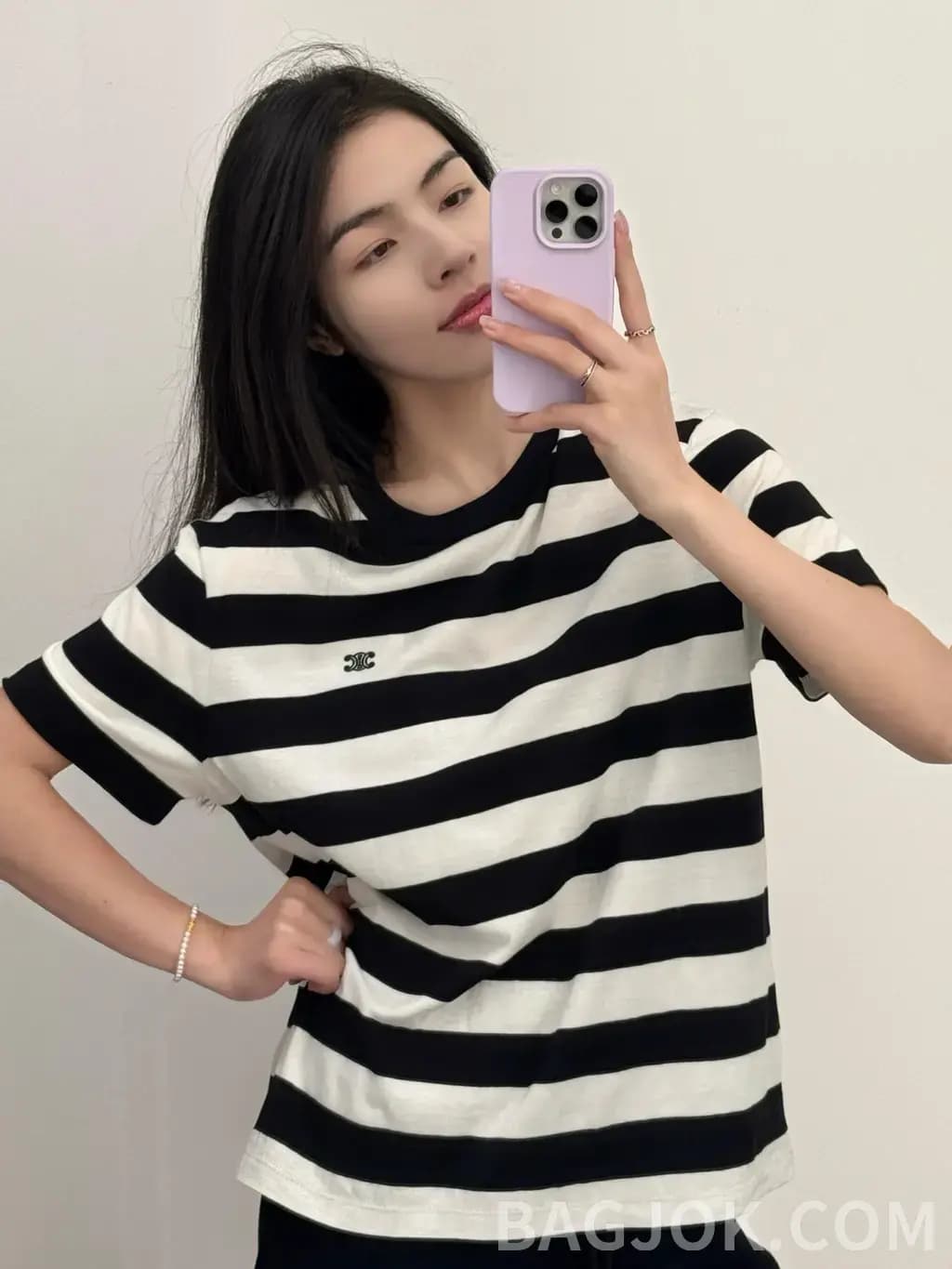 셀린느 셀린느 트리옹프 스트라이프 반팔 티셔츠 상세 이미지