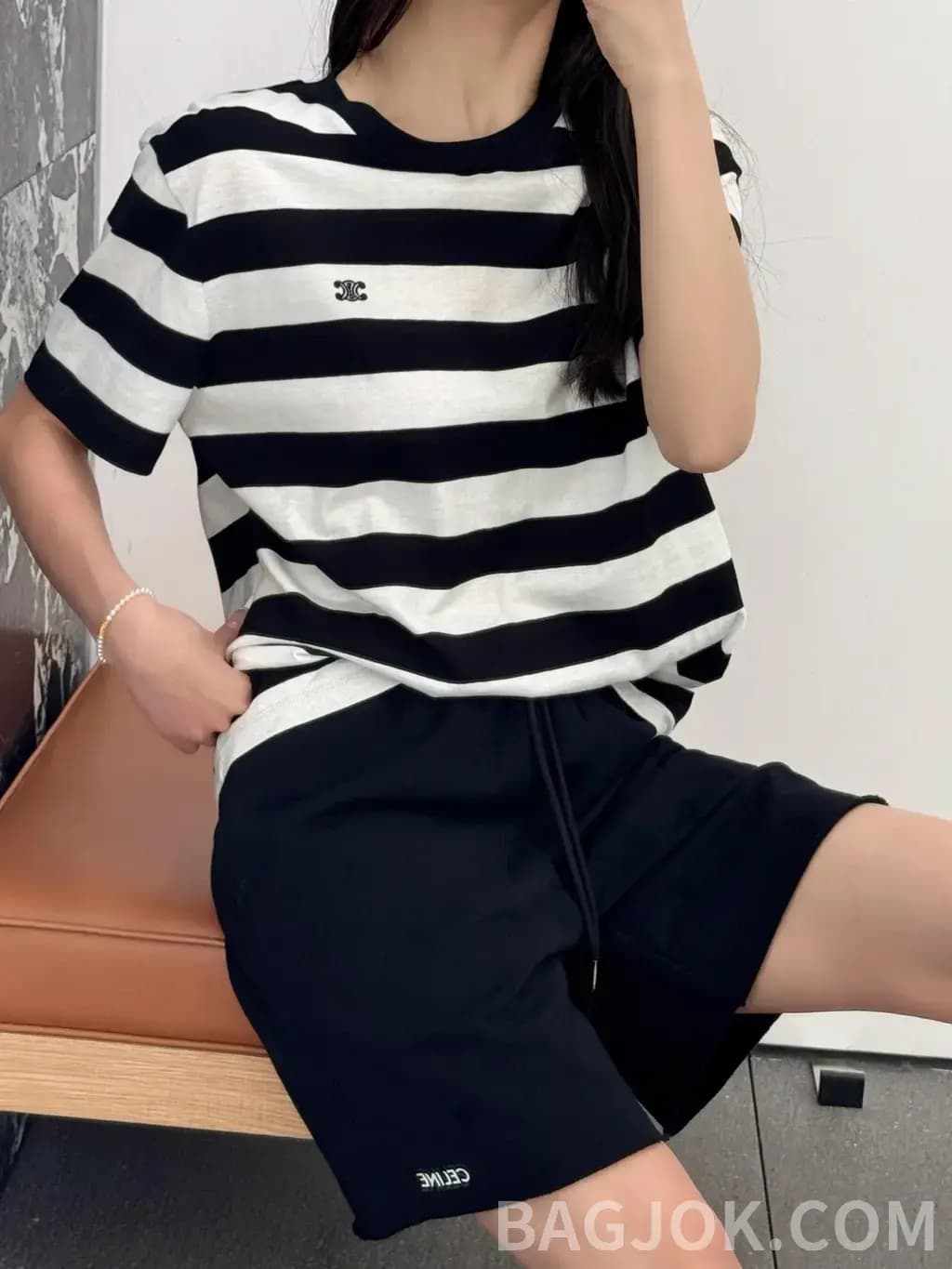 셀린느 셀린느 트리옹프 스트라이프 반팔 티셔츠 상세 이미지