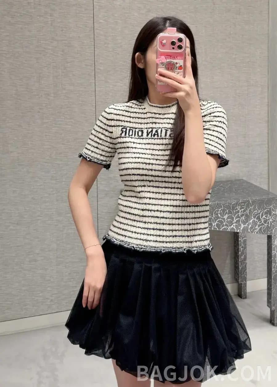 디올 디올 마리니에르 반팔 니트탑 상세 이미지