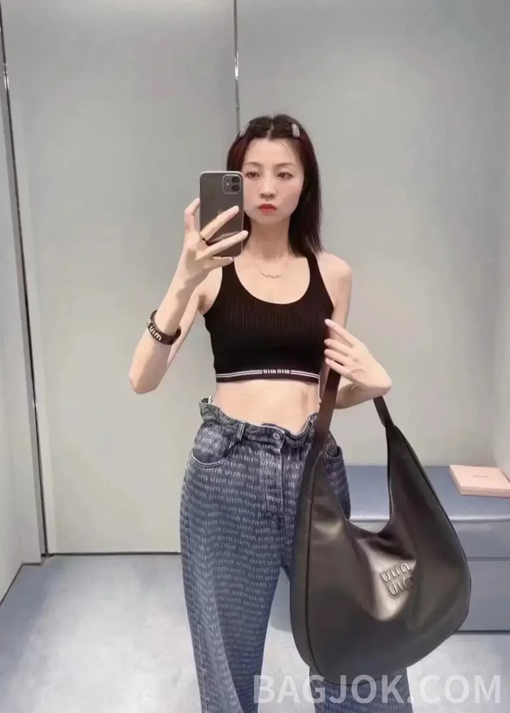 미우미우 미우미우 리브드 크롭 나시 탑 상세 이미지