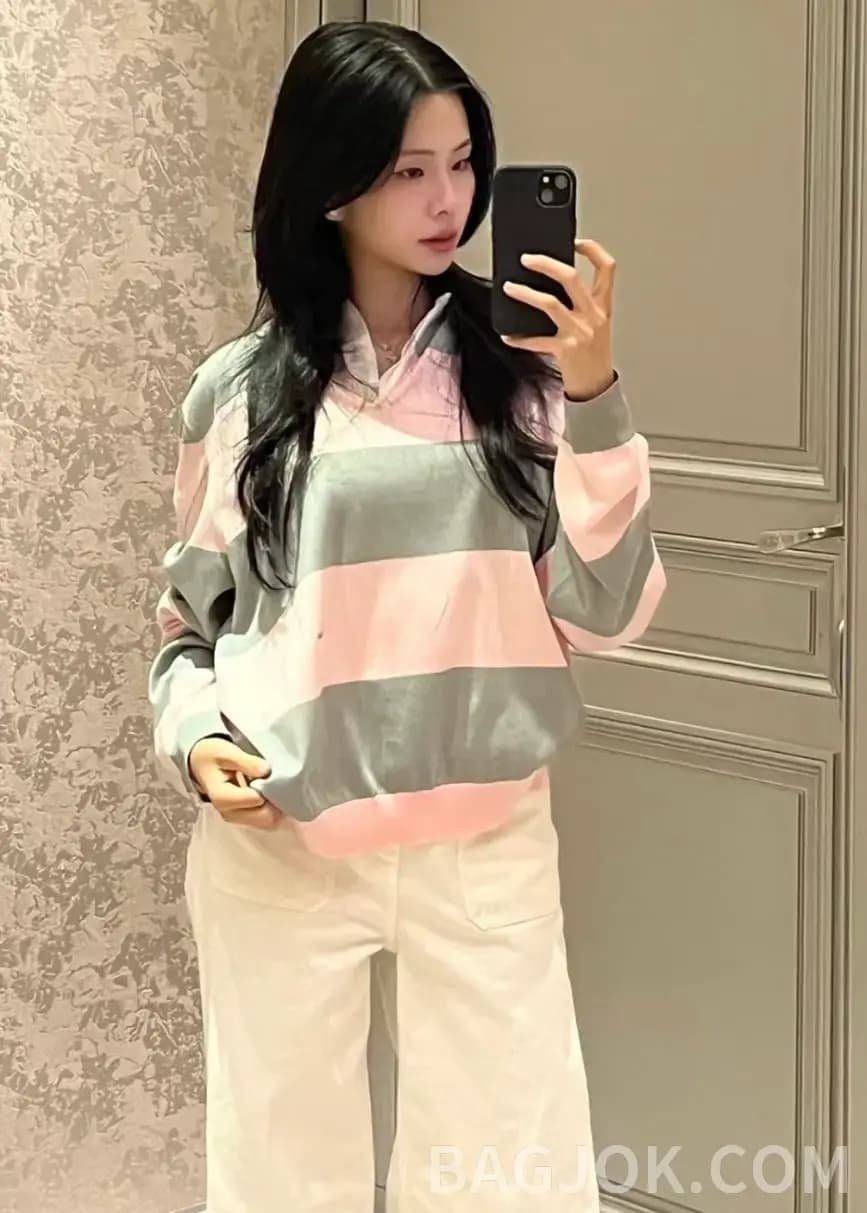디올 디올 조나단 앤더슨 첫 시즌 스트라이프 폴로 니트 상세 이미지