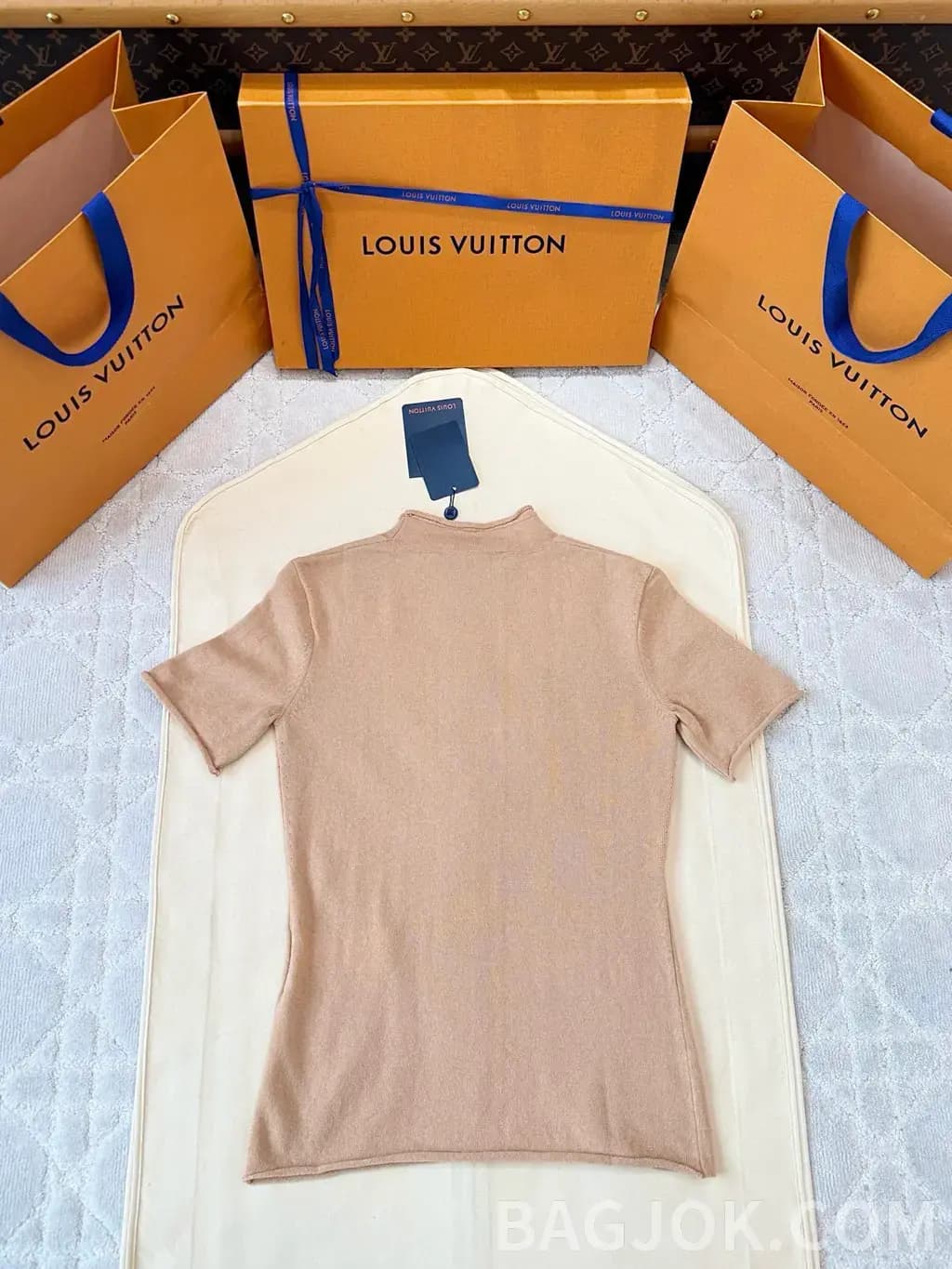 루이비통 루이비통 루이 Vuitton 스크립트 니트 반팔 티셔츠 상세 이미지