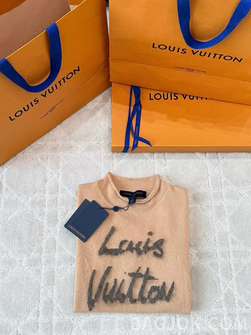 루이비통 루이비통 루이 Vuitton 스크립트 니트 반팔 티셔츠 상세 이미지