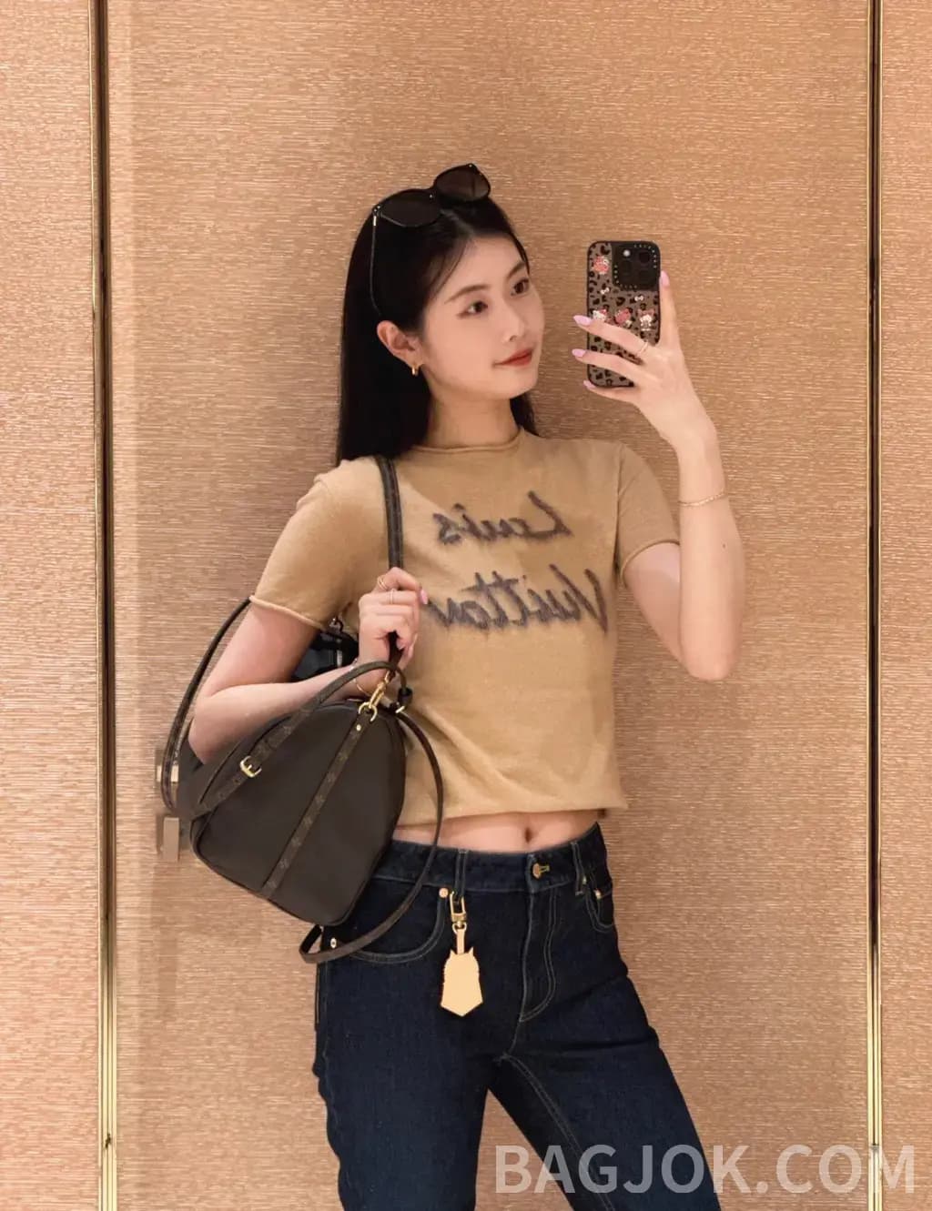 루이비통 루이비통 루이 Vuitton 스크립트 니트 반팔 티셔츠 상세 이미지