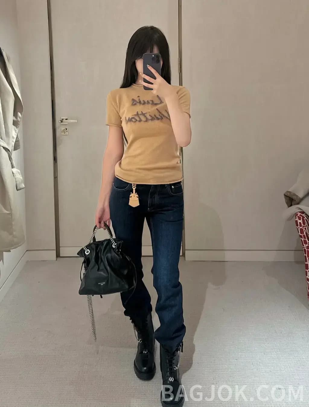 루이비통 루이비통 루이 Vuitton 스크립트 니트 반팔 티셔츠 상세 이미지