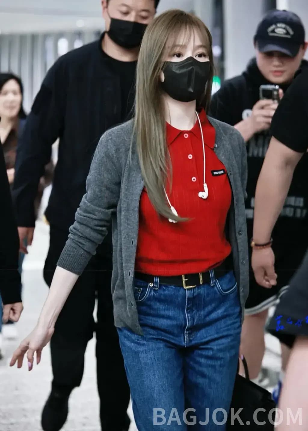 미우미우 미우미우 캐시미어 실크 혼방 폴로 셔츠 상세 이미지