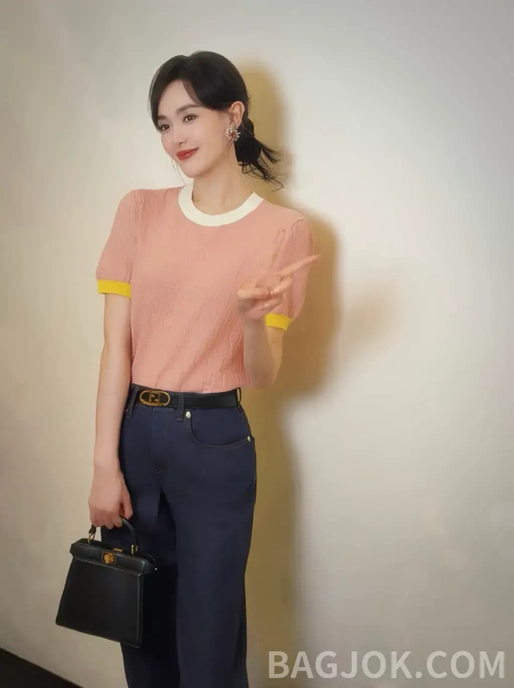 펜디 펜디 FF 자카드 컬러 배색 반팔 니트 상세 이미지