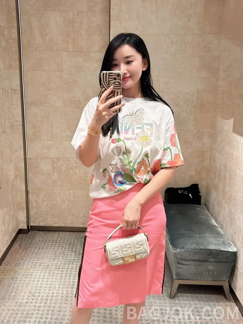 펜디 펜디 플로럴 모스 그래픽 반팔 티셔츠 상세 이미지