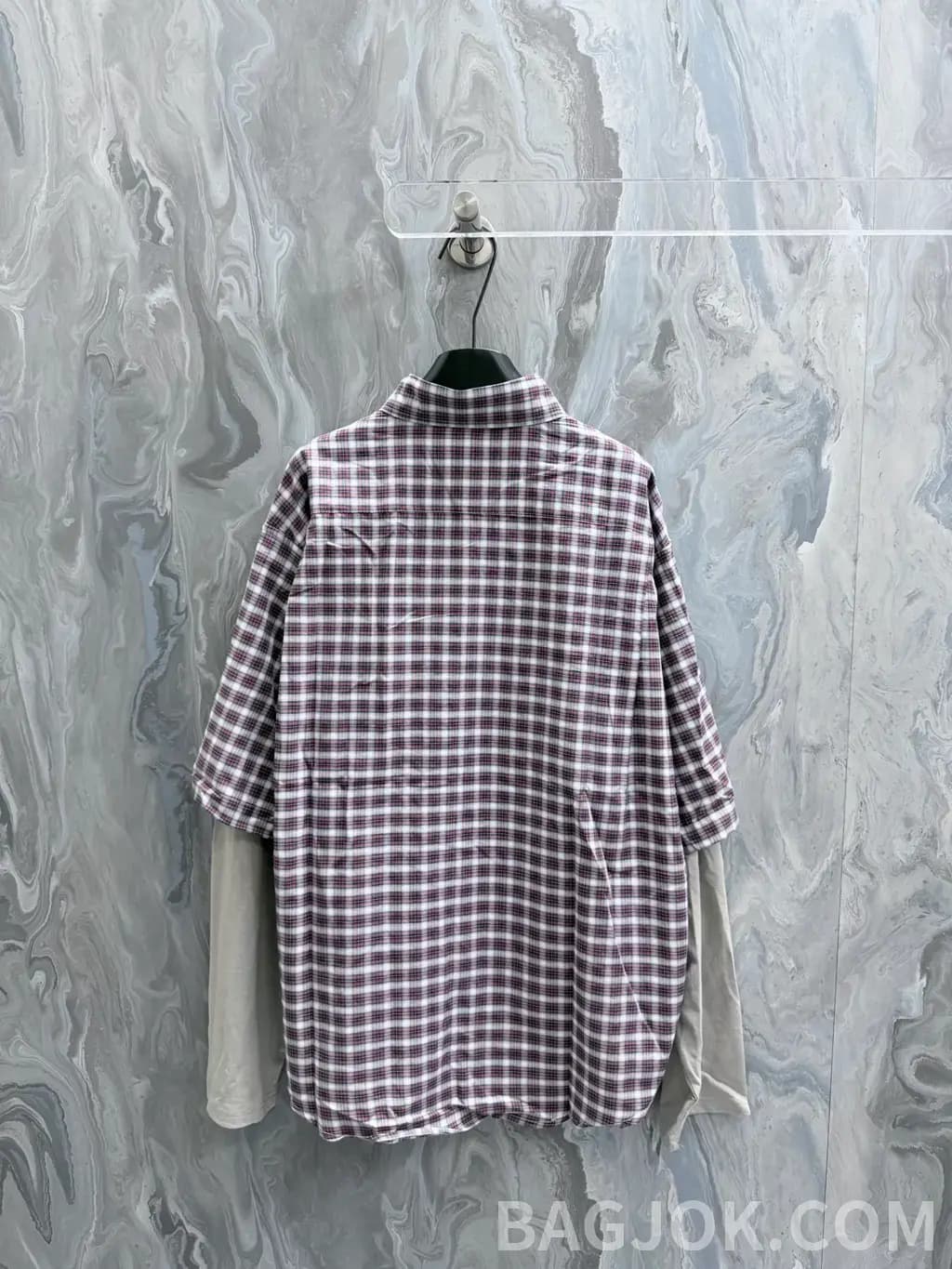 발렌시아가 발렌시아가 체크 레이어드 오버핏 반팔 셔츠 상세 이미지