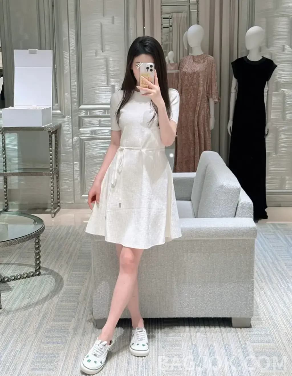 디올 디올 오블리크 패턴 플레어 미니 원피스 상세 이미지