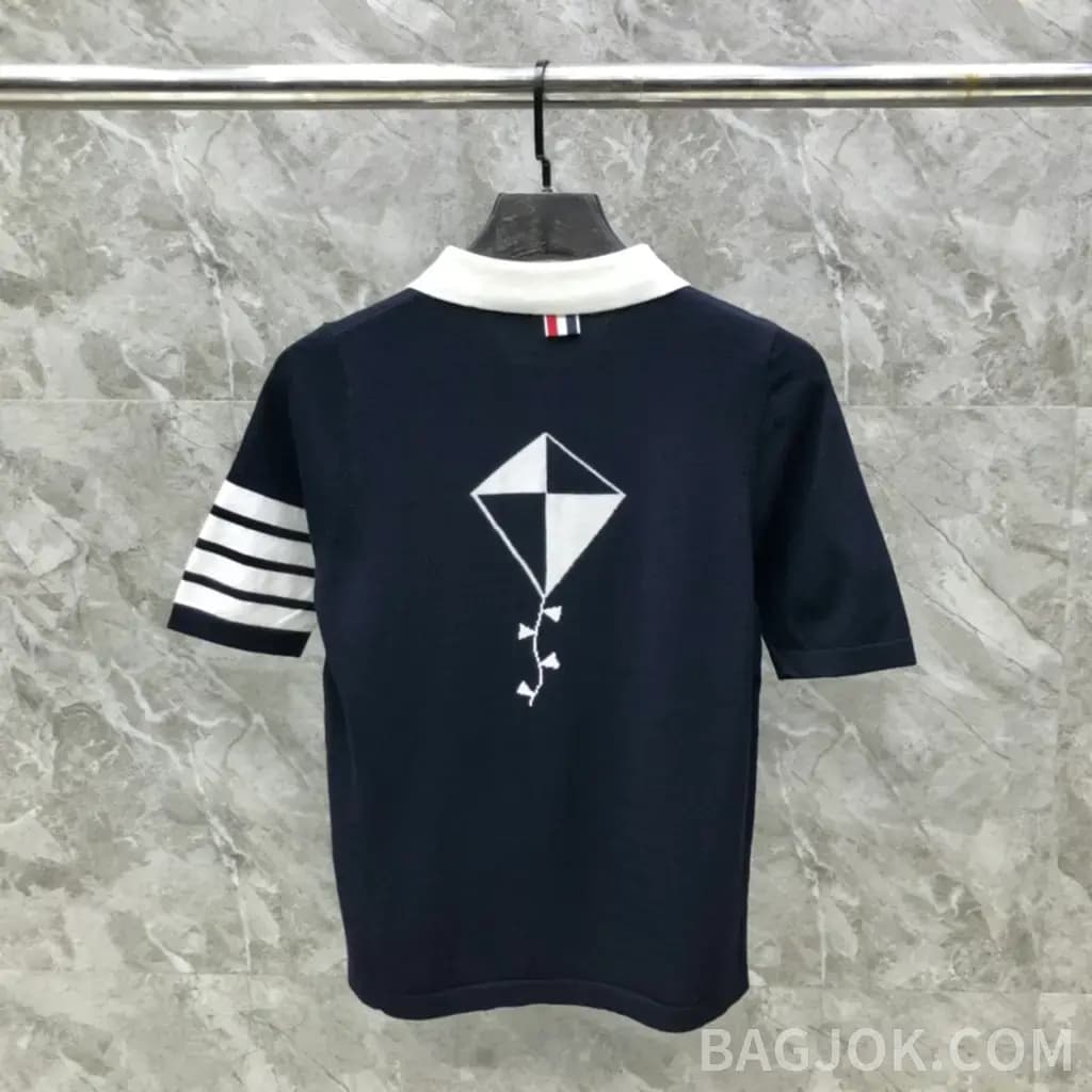 톰브라운 톰브라운 배색 카라 RWB 4Bar 키트 그래픽 폴로 니트 상세 이미지
