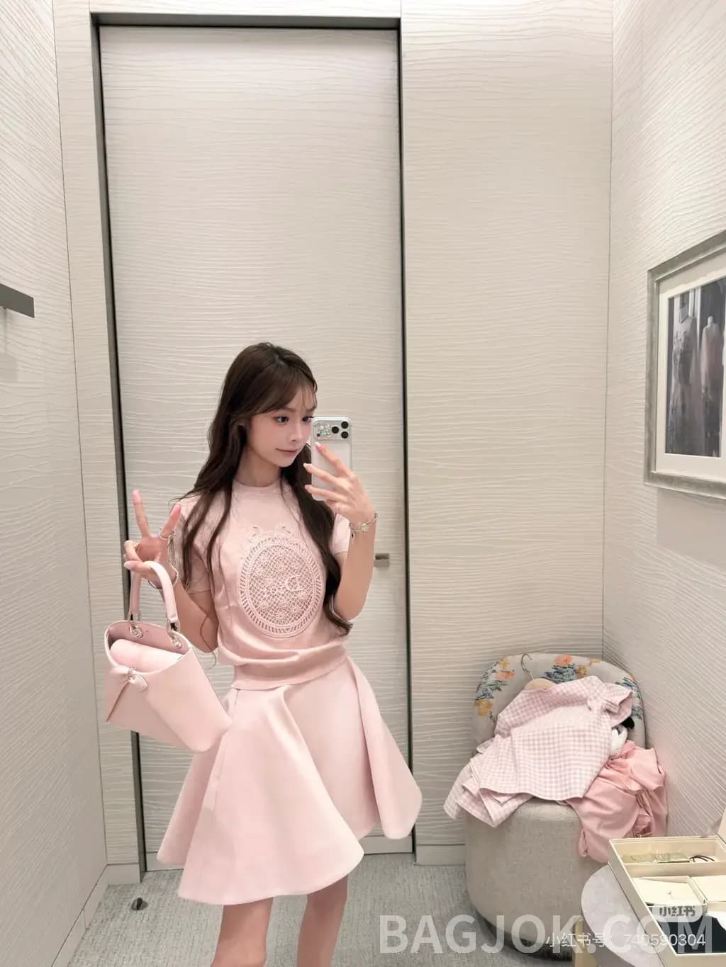 디올 디올 레이스 오벌 메달리온 자수 니트 반팔 탑 상세 이미지