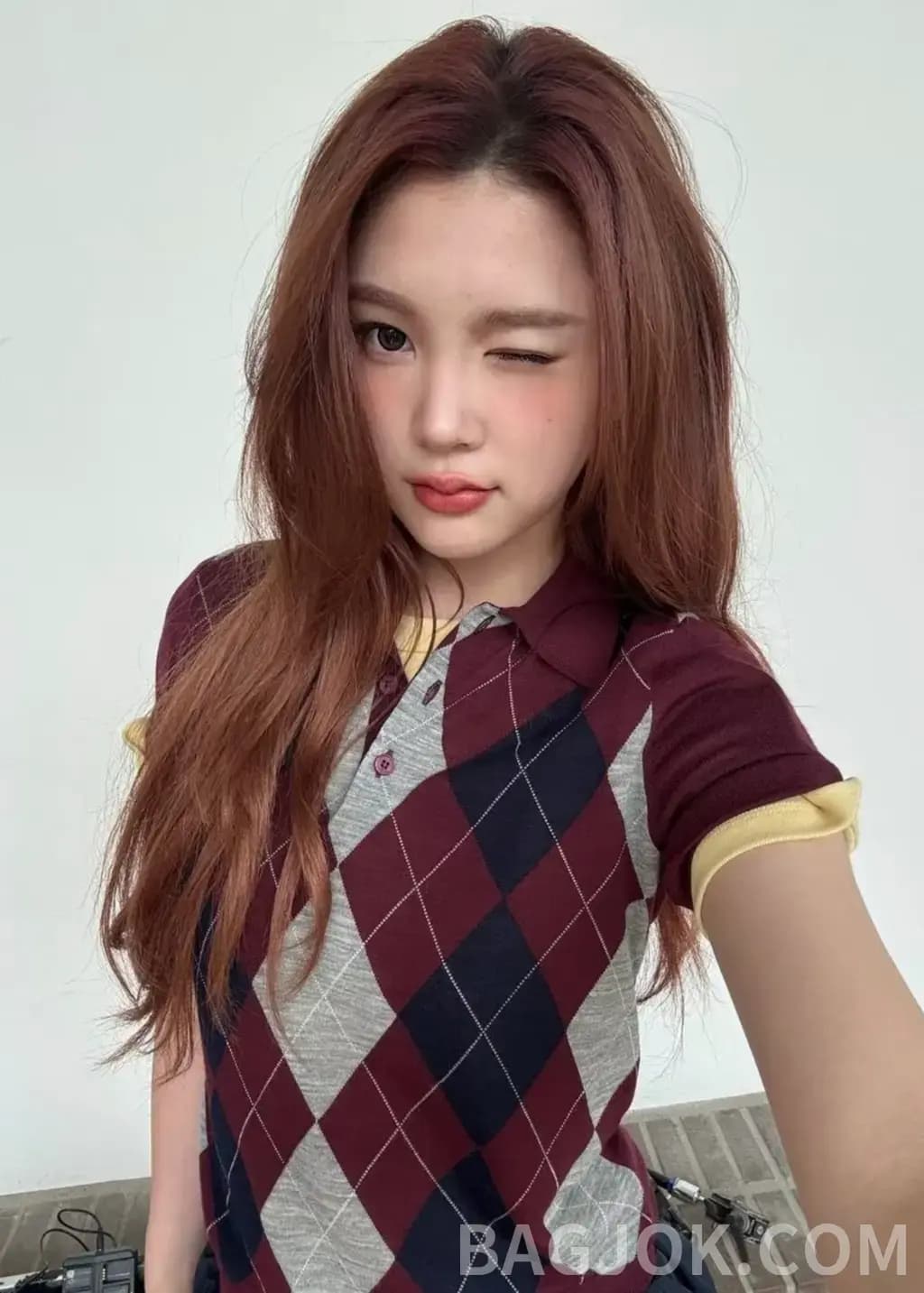 미우미우 미우미우 아가일 패턴 울 폴로 니트 탑 상세 이미지