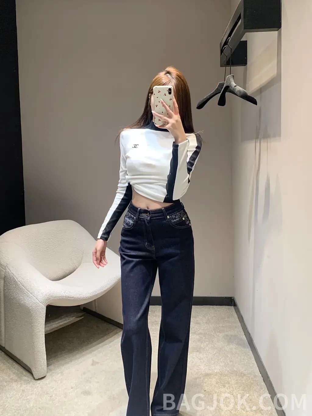 펜디 펜디 FF 자수 와이드 데님 팬츠 상세 이미지