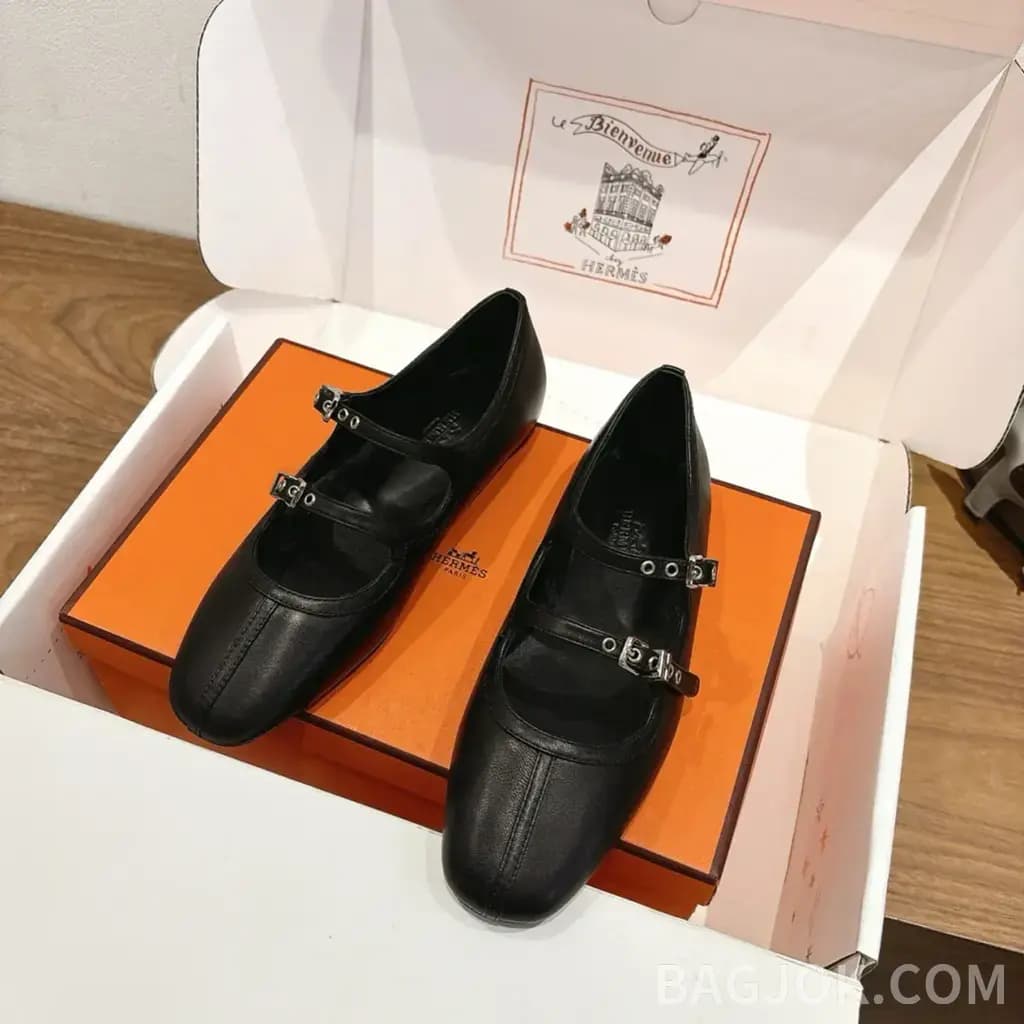 에르메스 에르메스 리리아 램스킨 발레리나 플랫 상세 이미지
