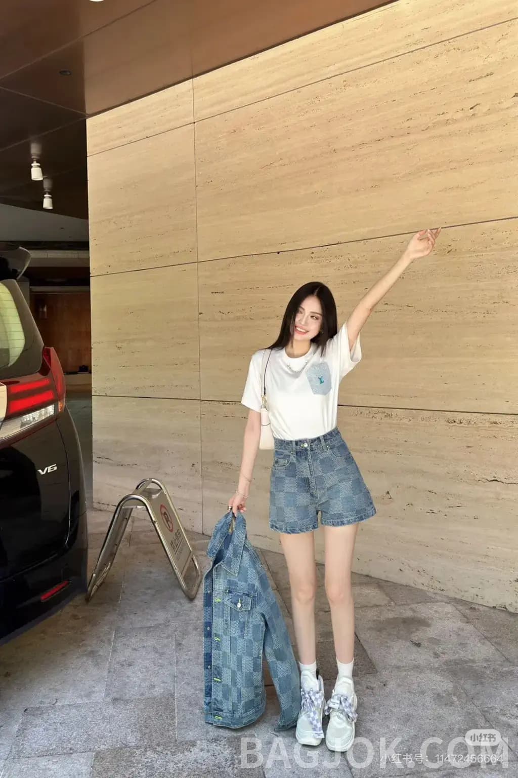루이비통 루이비통 체크 자카드 데님 쇼츠 상세 이미지