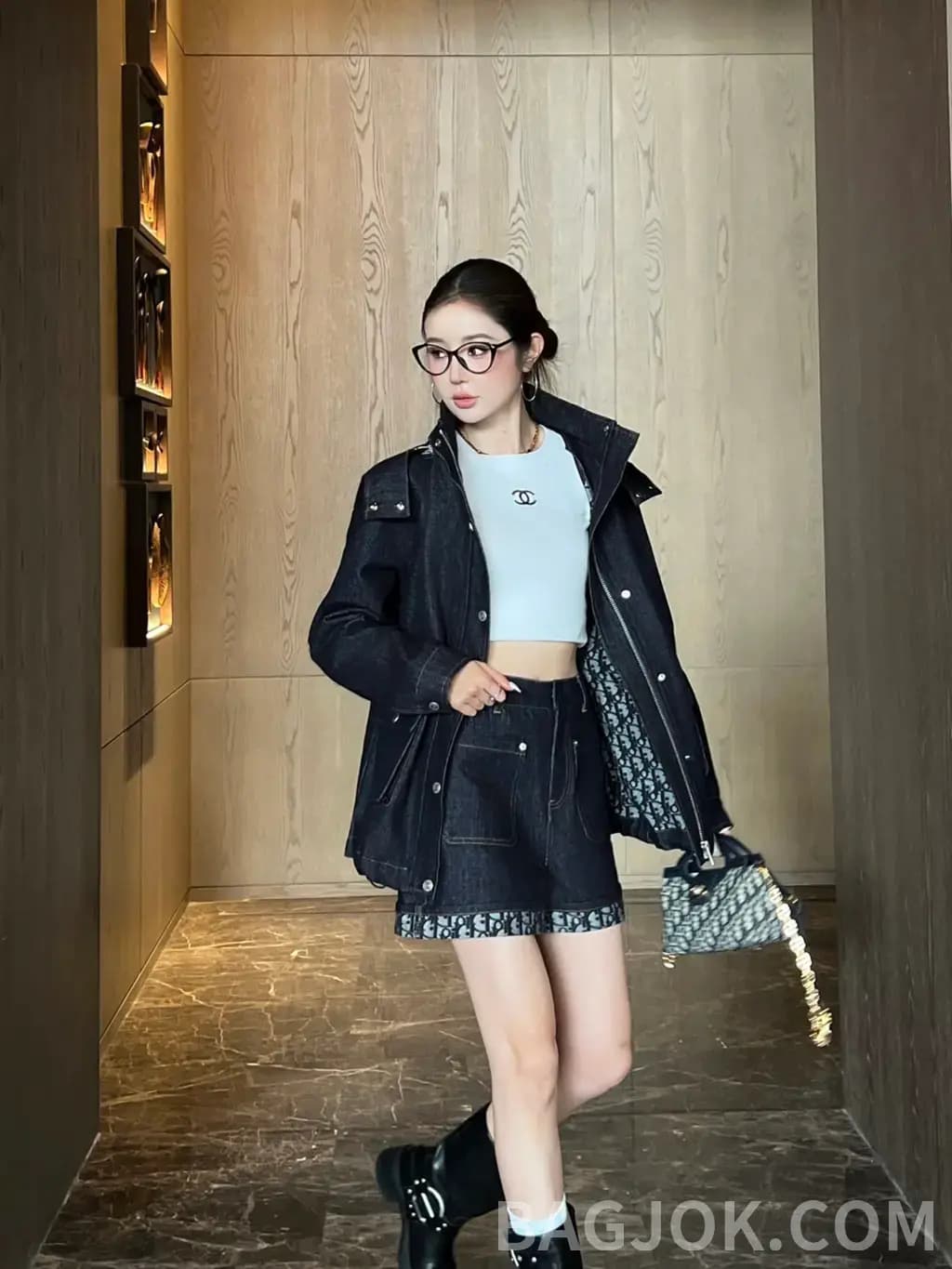 디올 디올 오블리크 패턴 데님 후드 자켓 상세 이미지