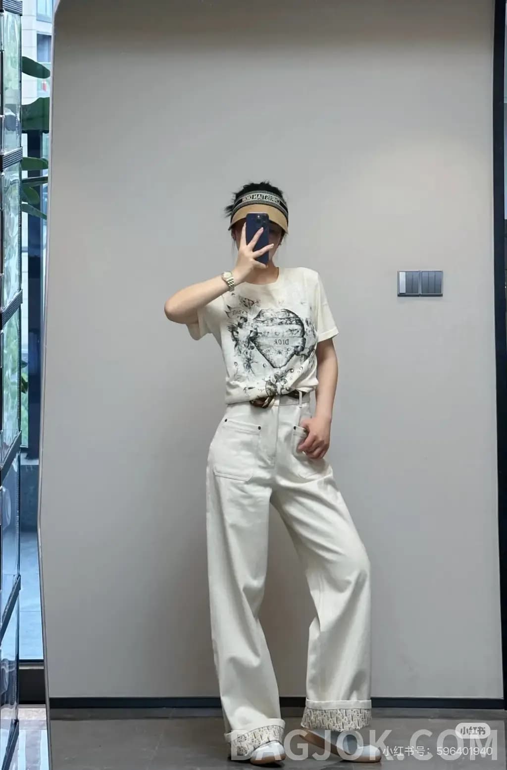 디올 디올 오블리크 레이스 헴 와이드 데님 팬츠 상세 이미지