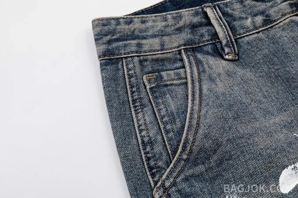 메종마르지엘라 MAISON MARGIELA 페인트 스플래터 넘버링 데님 쇼츠 상세 이미지