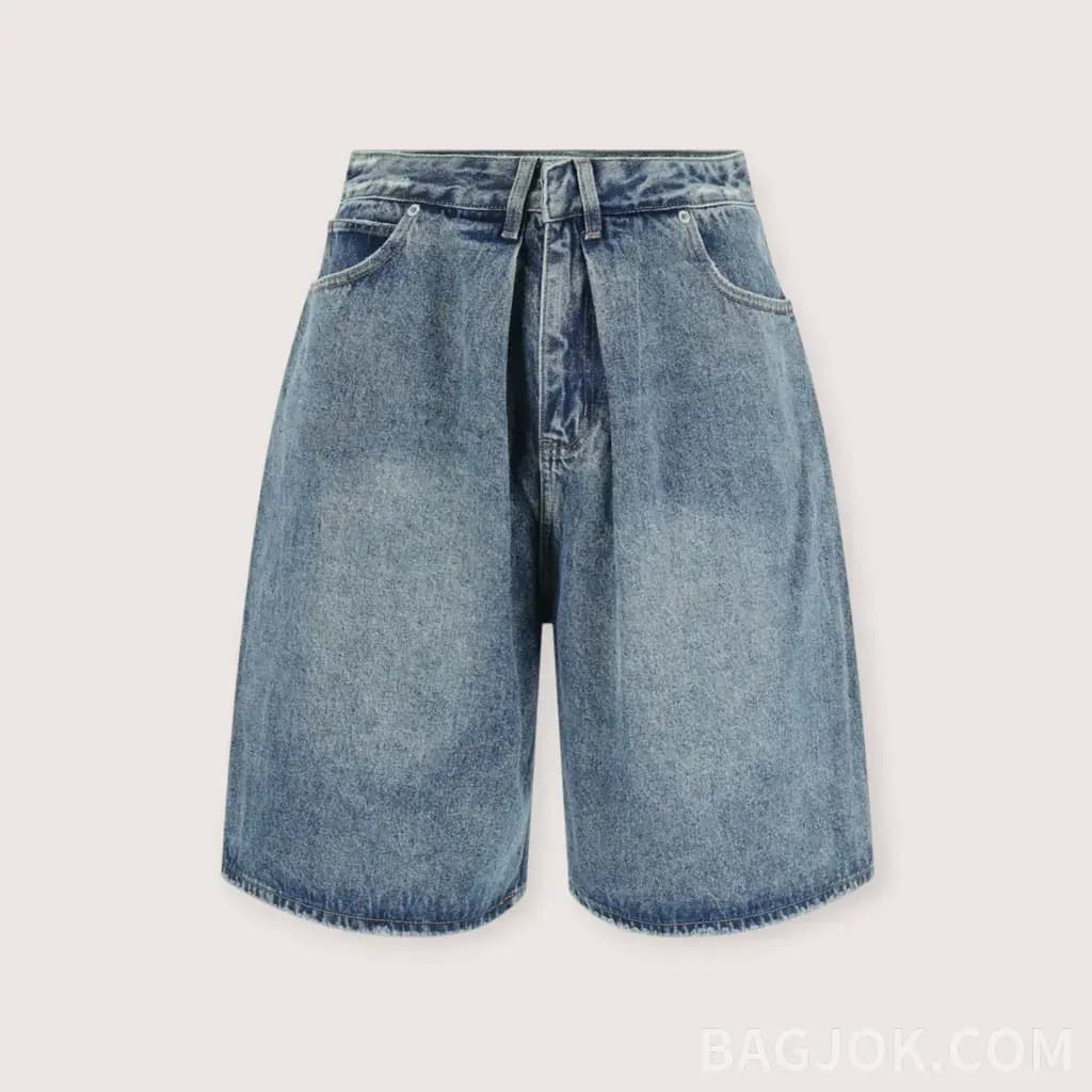 BALENCIAGA 플리티드 와이드 데님 쇼츠_대표이미지