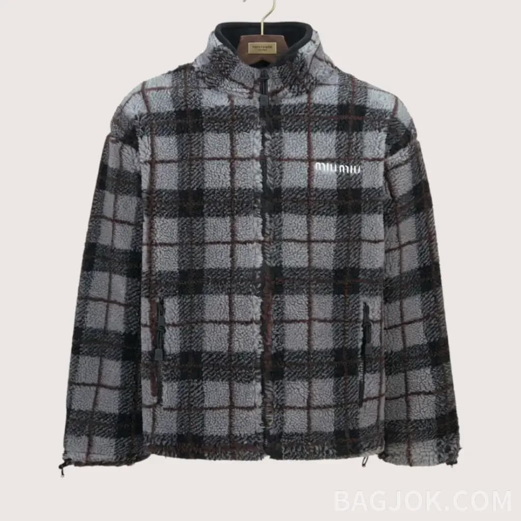MIU MIU 체크 테디 플리스 집업_대표이미지
