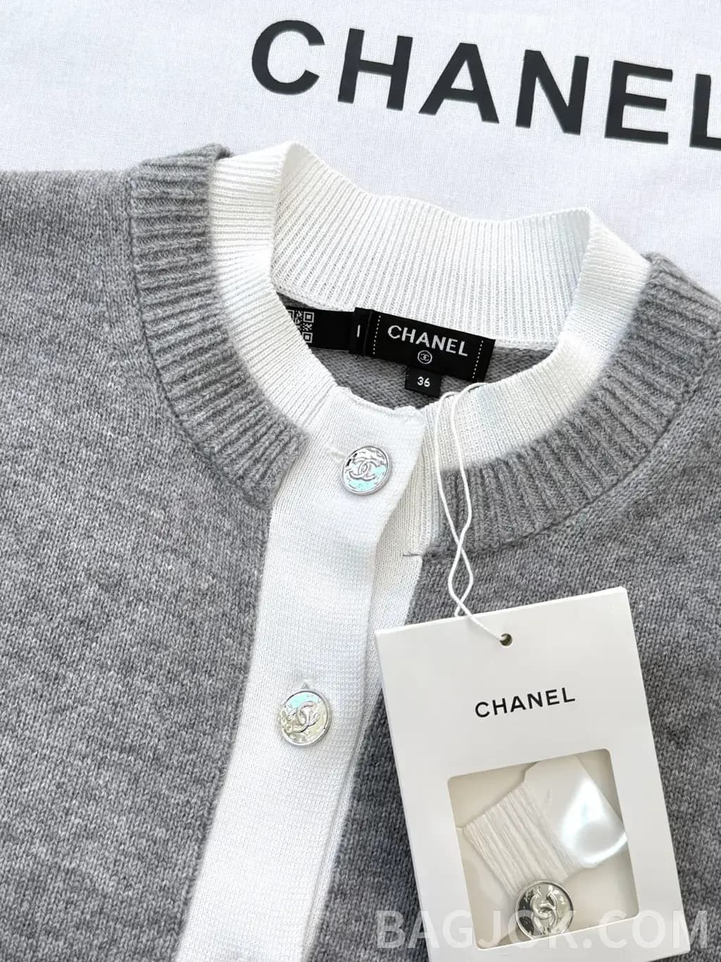 샤넬 CHANEL 울 블렌드 크롭 니트 카디건 상세 이미지