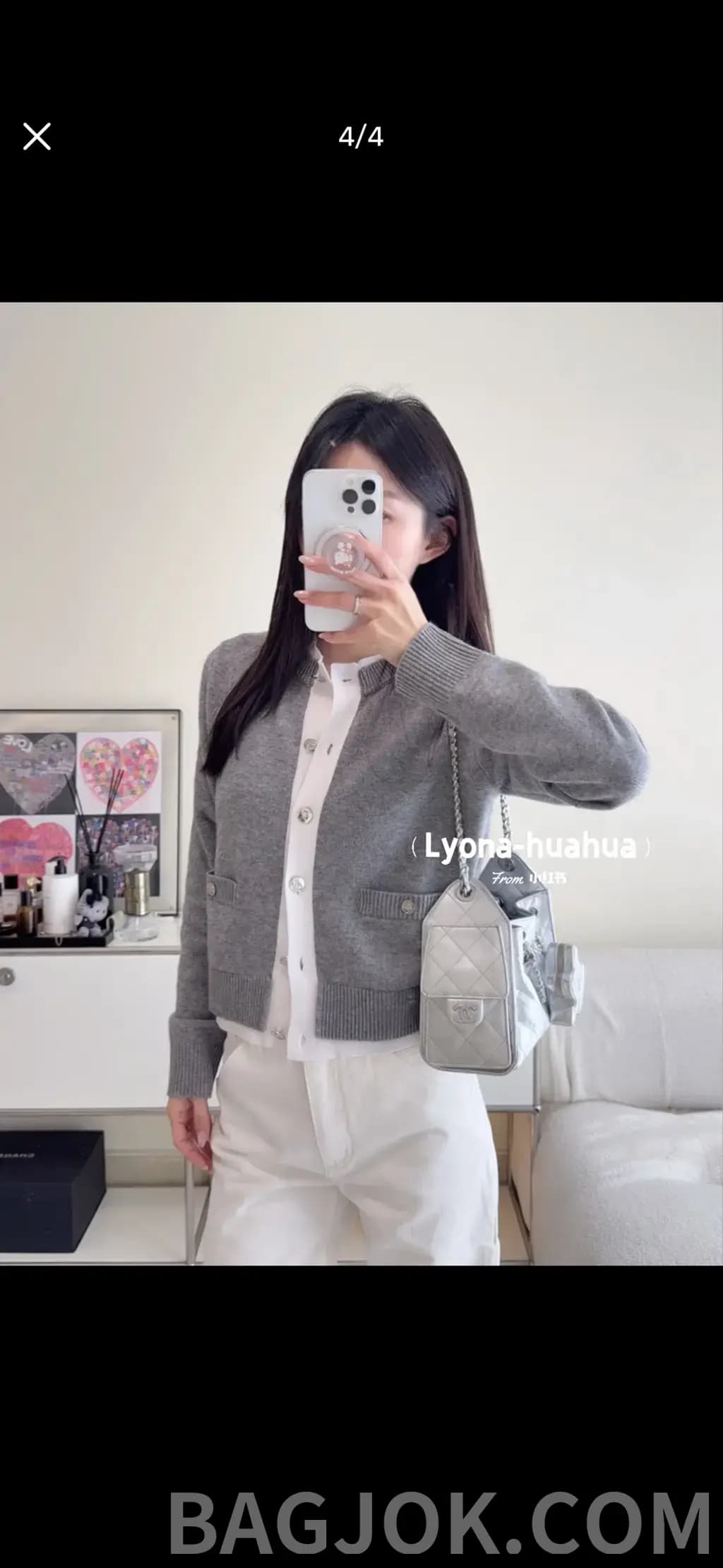샤넬 CHANEL 울 블렌드 크롭 니트 카디건 상세 이미지
