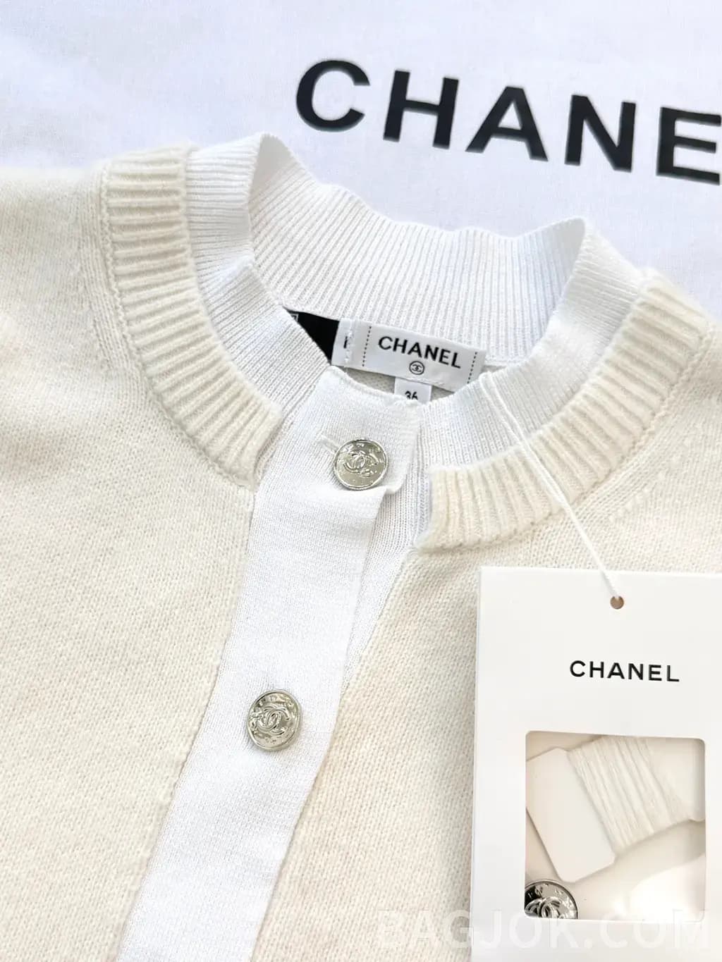 샤넬 CHANEL 울 블렌드 크롭 니트 카디건 상세 이미지
