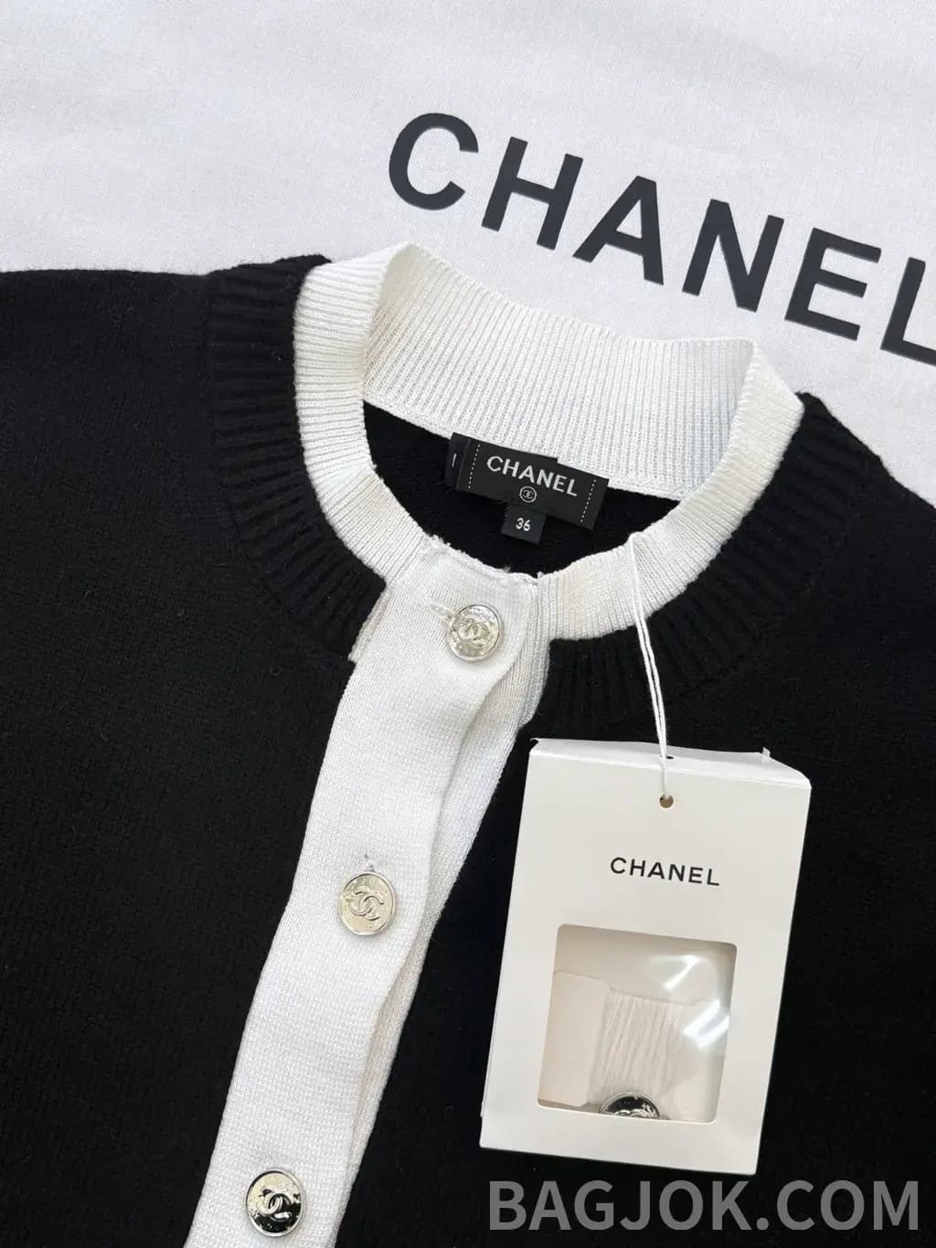 샤넬 CHANEL 울 블렌드 크롭 니트 카디건 상세 이미지