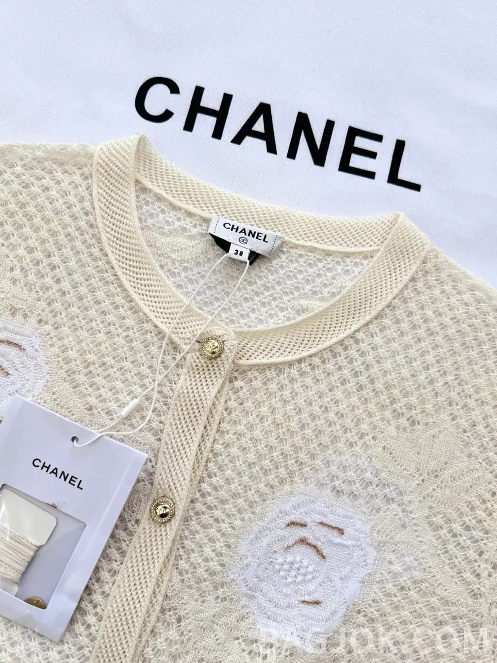 샤넬 CHANEL 오픈워크 레이스 니트 카디건 상세 이미지