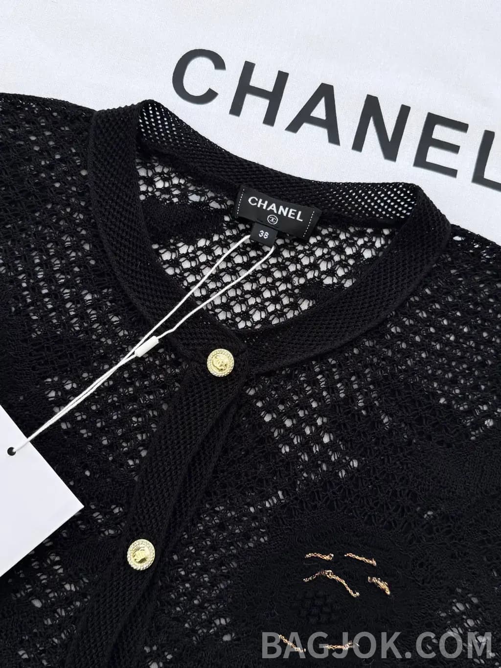 샤넬 CHANEL 오픈워크 레이스 니트 카디건 상세 이미지