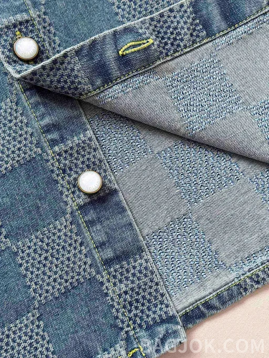 루이비통 LOUIS VUITTON 체크 패턴 데님 셔츠 상세 이미지