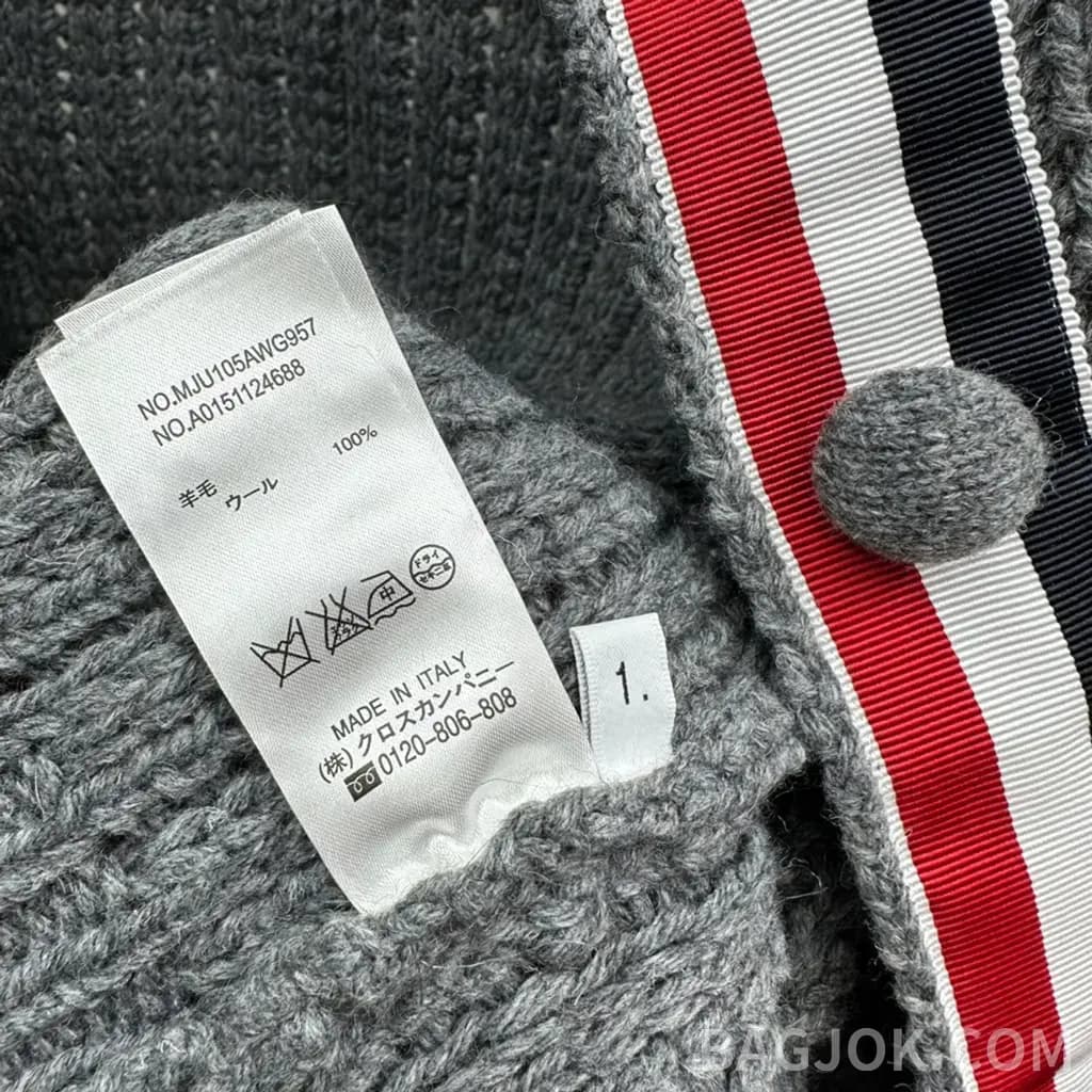 톰브라운 THOM BROWNE 시그니처 4바 크롭 니트 가디건 상세 이미지