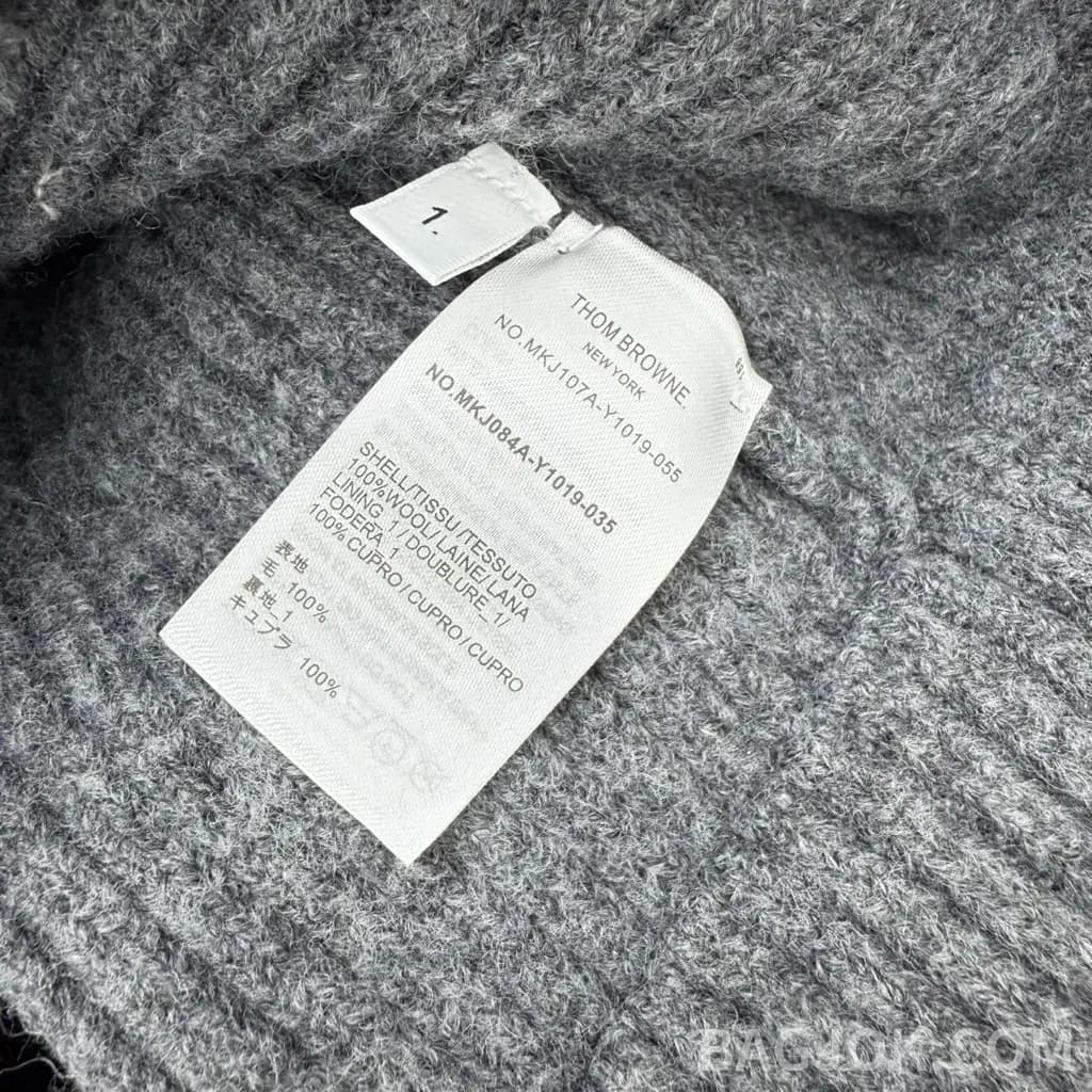 톰브라운 THOM BROWNE 리브드 울 크롭 가디건 상세 이미지