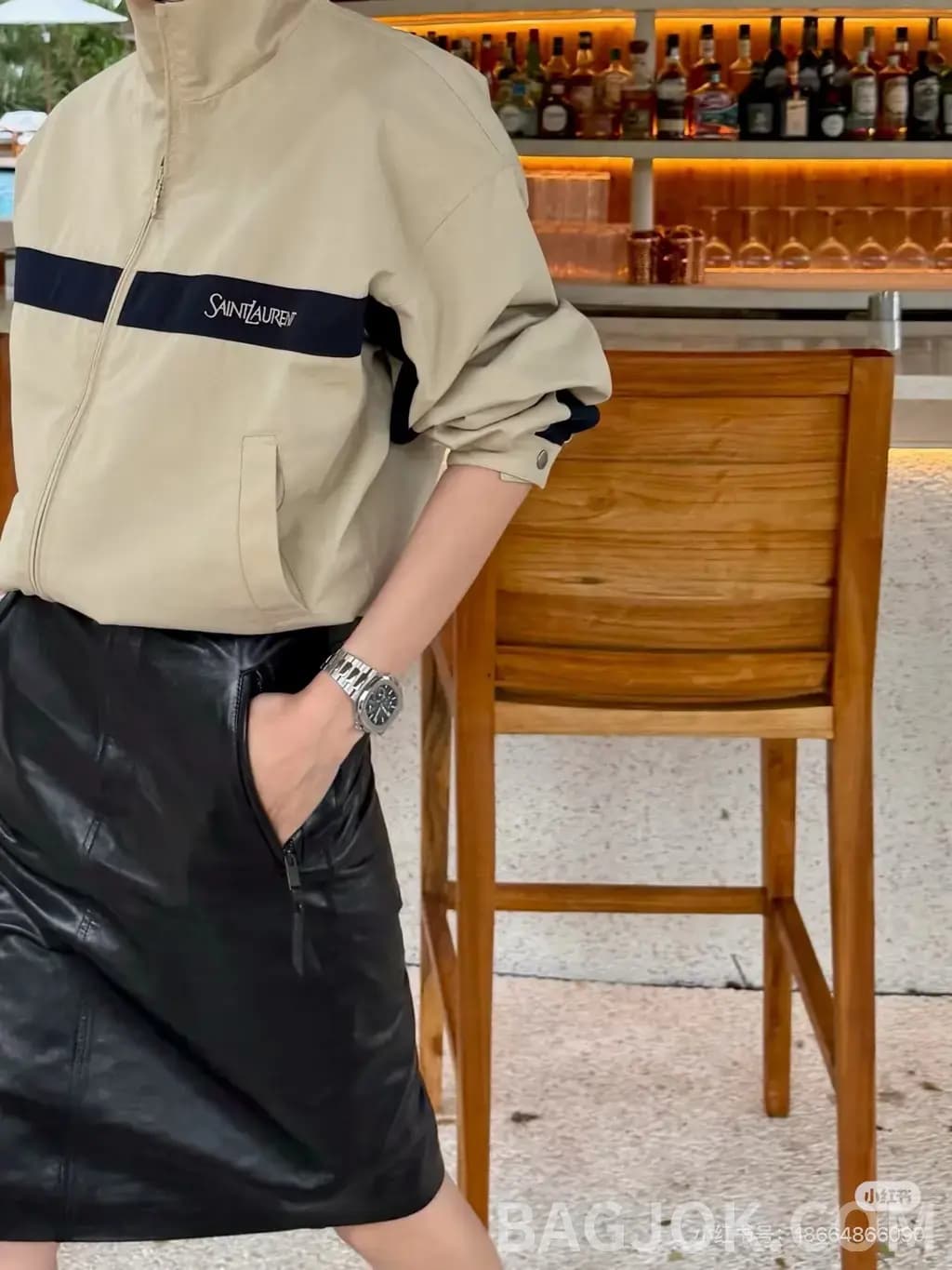 생로랑 SAINT LAURENT 컬러 블록 스트라이프 집업 자켓 상세 이미지