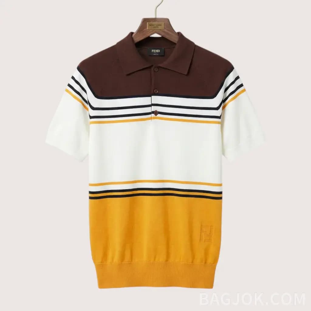 FENDI 컬러 블록 스트라이프 폴로 셔츠_대표이미지