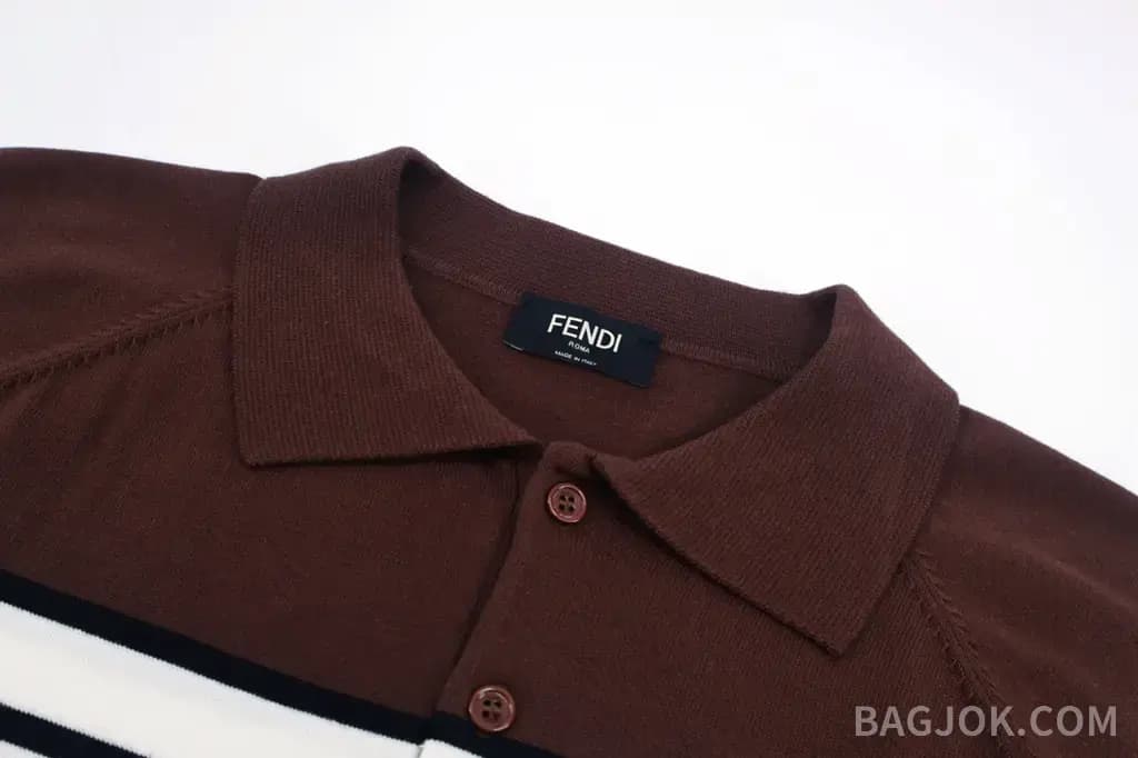 펜디 FENDI 컬러 블록 스트라이프 폴로 셔츠 상세 이미지