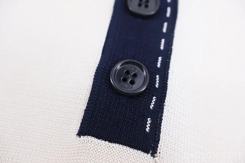 펜디 FENDI 콘트라스트 칼라 니트 폴로 셔츠 상세 이미지