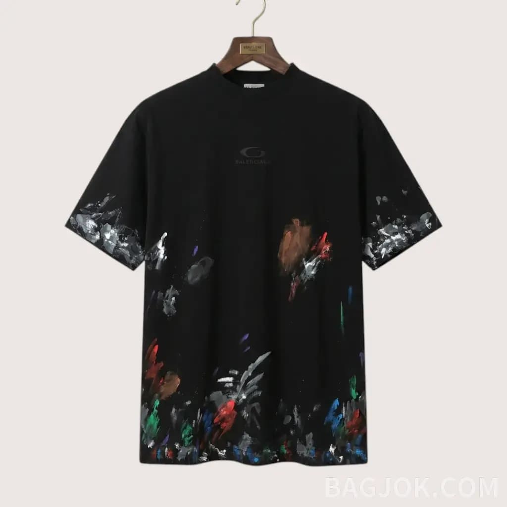 BALENCIAGA 파리 레터 자수 핸드페인팅 그래피티 티셔츠_대표이미지