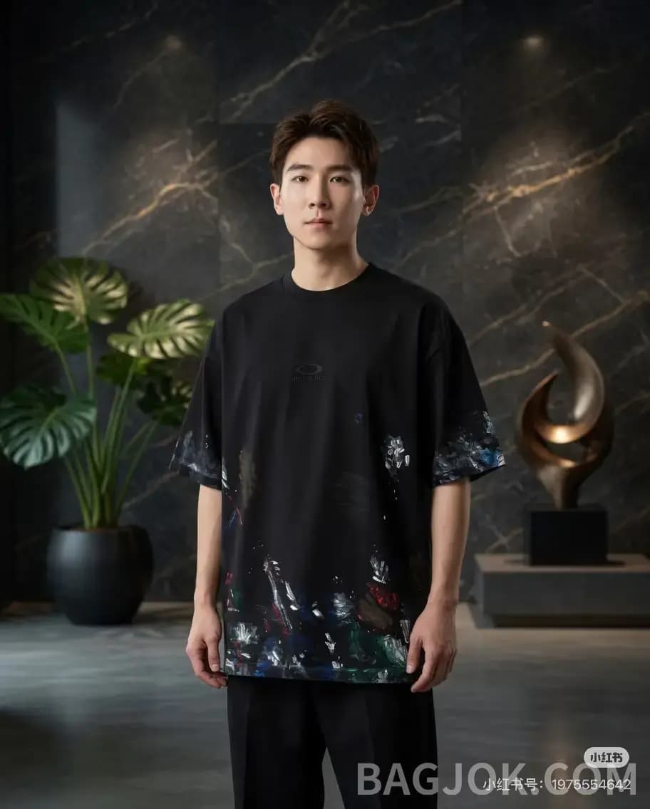 발렌시아가 BALENCIAGA 파리 레터 자수 핸드페인팅 그래피티 티셔츠 상세 이미지