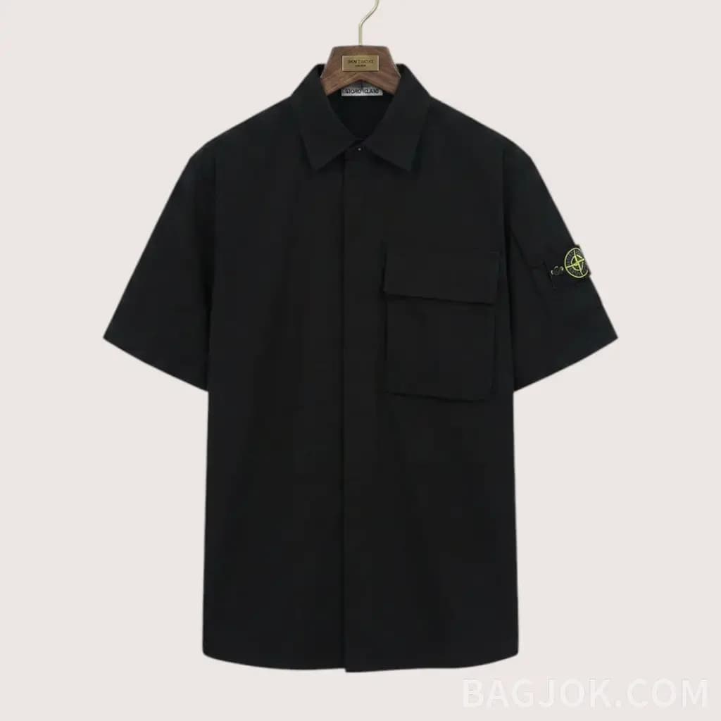 STONE ISLAND 컴퍼스 로고 워크웨어 쇼츠leeve 셔츠_대표이미지