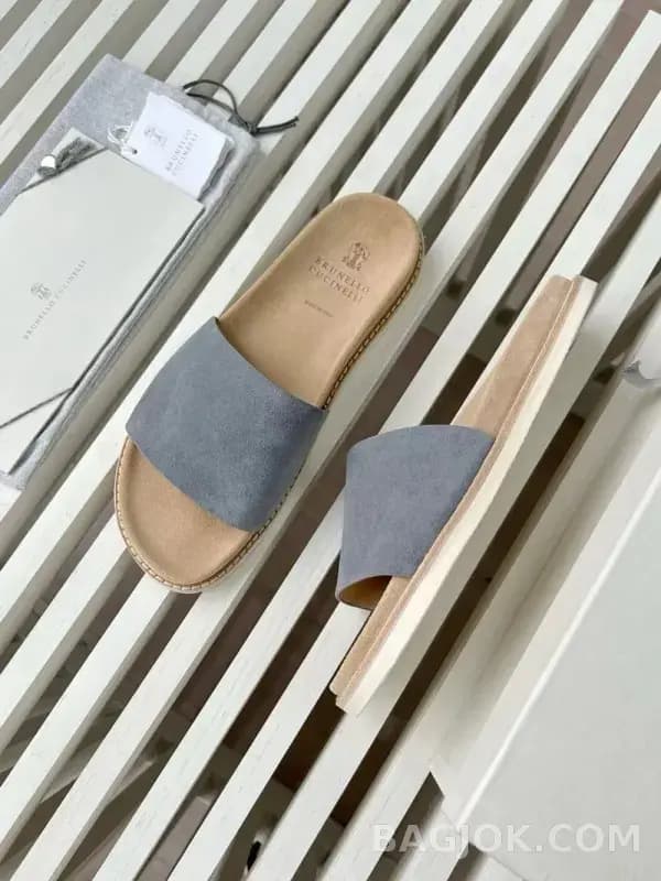 보스넬로쿠치넬리 보스넬로 쿠치넬리 스웨이드 원밴드 슬라이드 슬리퍼 상세 이미지
