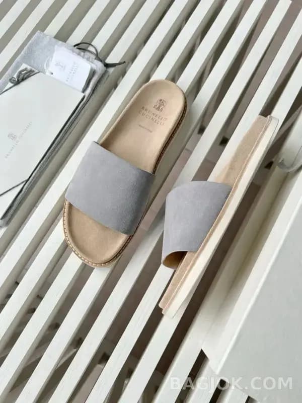 보스넬로쿠치넬리 보스넬로 쿠치넬리 스웨이드 원밴드 슬라이드 슬리퍼 상세 이미지